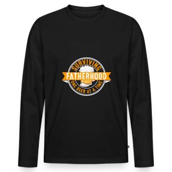 Surviving Fatherhood One Beer At A Time - Men's Premium Organic Long Sleeve Shirt - black - Front - Nico (187cm)