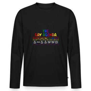 The Gay Agenda Funny LGBT Pride Rainbow - Men's Premium Organic Long Sleeve Shirt - black - Front - Nico (187cm)