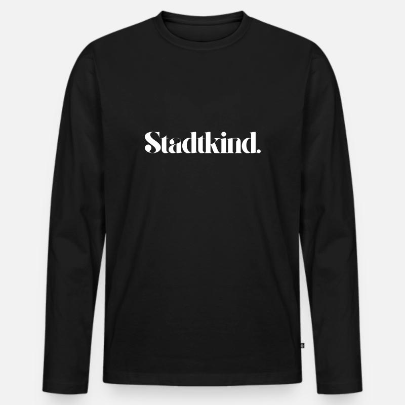 Stadtkind - Männer Premium Bio Langarmshirt - Schwarz
