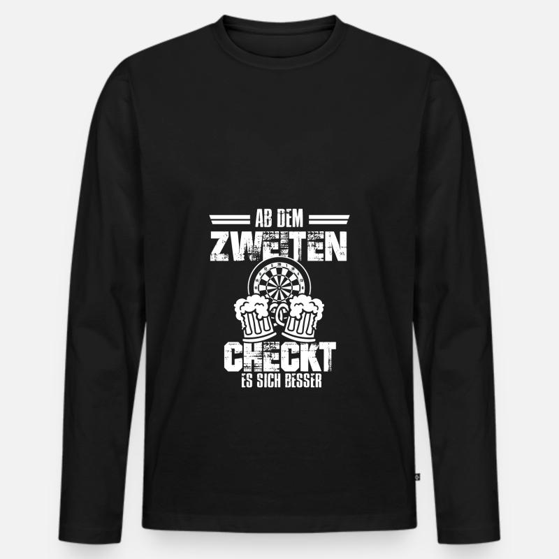 Bier Dart Geschenk - Männer Premium Bio Langarmshirt - Schwarz