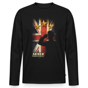 british armed force day - Men's Premium Organic Long Sleeve Shirt - black - Front - Nico (187cm)