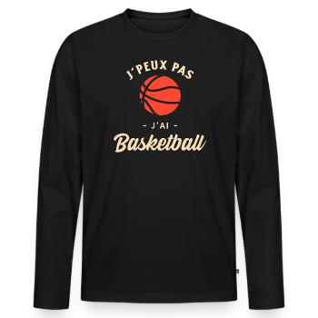 J'peux pas j'ai basketball. - T-shirt manches longues Premium bio Homme - noir - Devant - Nico (187cm)