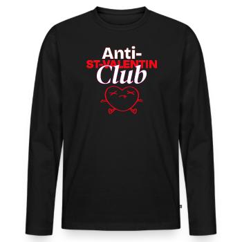 Anti St-Valentin club. Célibataire - T-shirt manches longues Premium bio Homme - noir - Devant - Nico (187cm)