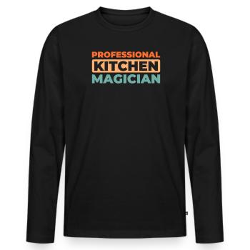 Cuisiner Cuisiner - T-shirt manches longues Premium bio Homme - noir - Devant - Nico (187cm)