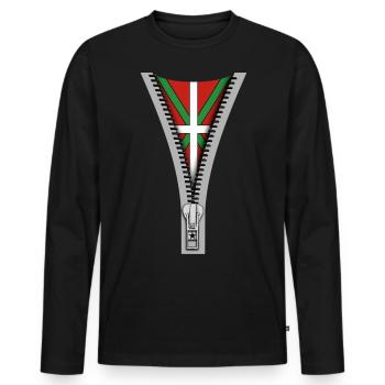 Basque Zipper - T-shirt manches longues Premium bio Homme - noir - Devant - Nico (187cm)