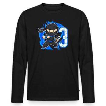 Ninja 3ème anniversaire Garçon 3 ans Ninjas - T-shirt manches longues Premium bio Homme - noir - Devant - Nico (187cm)