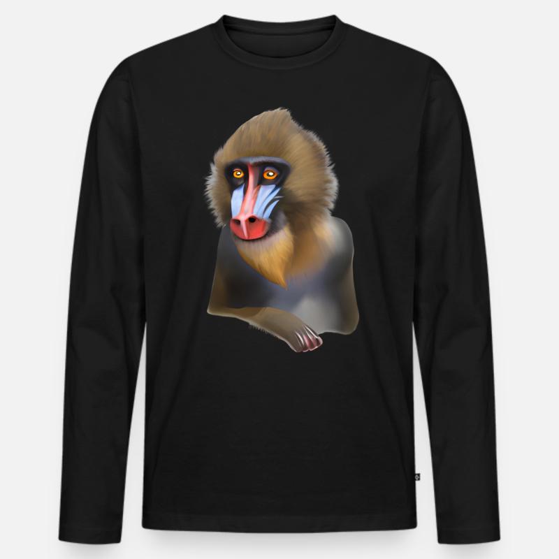 Mandrill Affe - Männer Premium Bio Langarmshirt - Schwarz