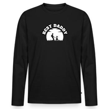 Best Daddy White - Männer Premium Bio Langarmshirt - Schwarz - Vorne - Nico (187cm)
