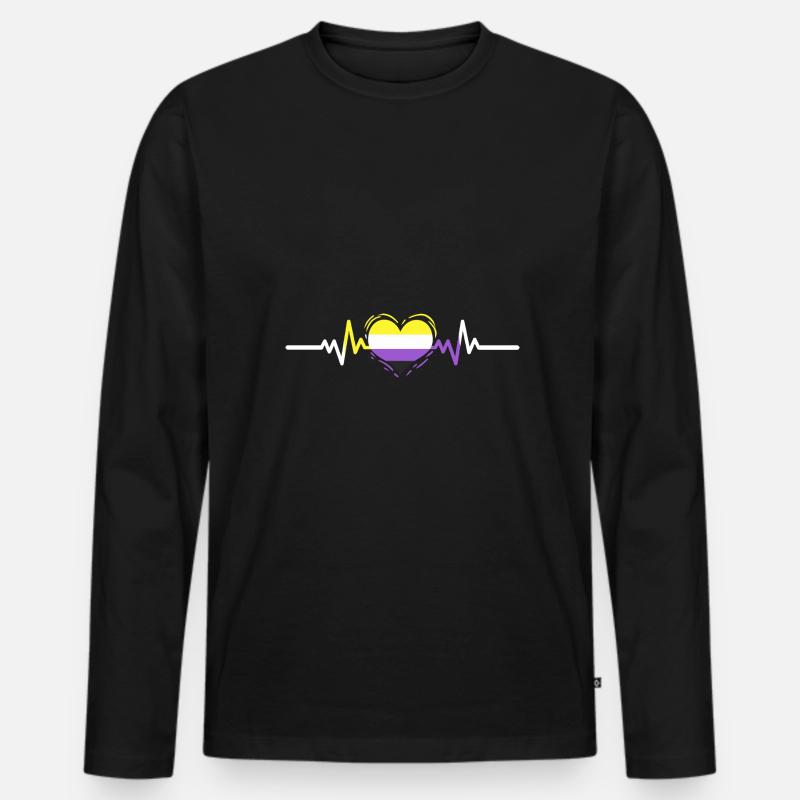 Nonbinary Pride Heartbeat Nonbinary Pride - Männer Premium Bio Langarmshirt - Schwarz