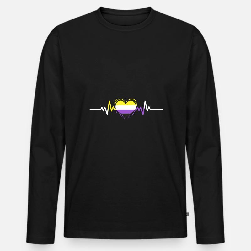 Nonbinary Pride Heartbeat Nonbinary Pride - Men's Premium Organic Long Sleeve Shirt - black