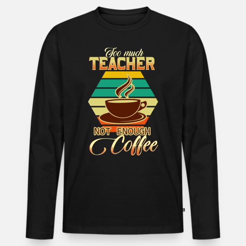 Lehrer und Kaffee - Männer Premium Bio Langarmshirt - Schwarz