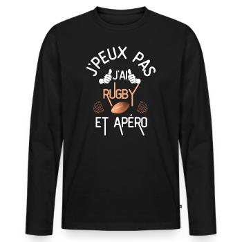 J Peux Pas J Ai Ruby et apero - T-shirt manches longues Premium bio Homme - noir - Devant - Nico (187cm)