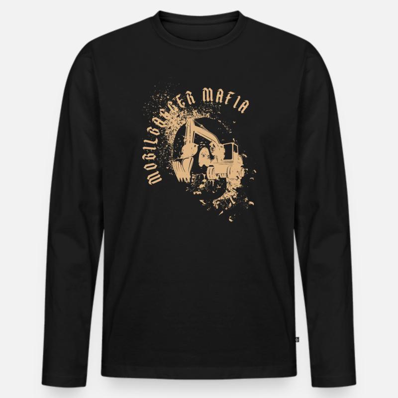 Mobilbagger Mafia Totenkopf - Männer Premium Bio Langarmshirt - Schwarz