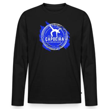 Au de frente - Blanc & Bleu - T-shirt manches longues Premium bio Homme - noir - Devant - Nico (187cm)