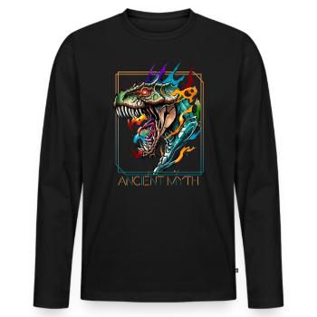 Drachenkopf: Eine Hommage an alte Mythen - Männer Premium Bio Langarmshirt - Schwarz - Vorne - Nico (187cm)