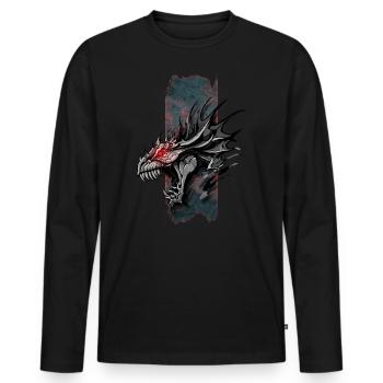 Inferno's Roar: Dragon with Red Eyes - Men's Premium Organic Long Sleeve Shirt - black - Front - Nico (187cm)