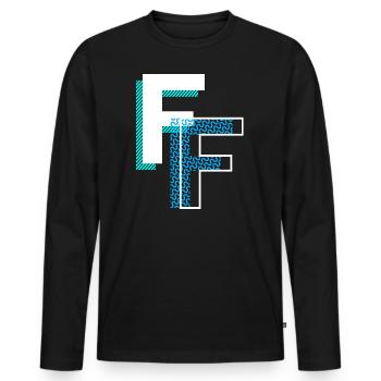 Buchstabe F - Männer Premium Bio Langarmshirt - Schwarz - Vorne - Nico (187cm)