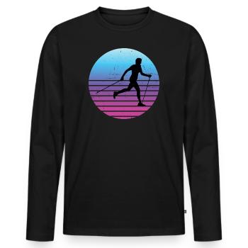 Damen Herren Walker Nordic Walker Walken Walking - Männer Premium Bio Langarmshirt - Schwarz - Vorne - Nico (187cm)
