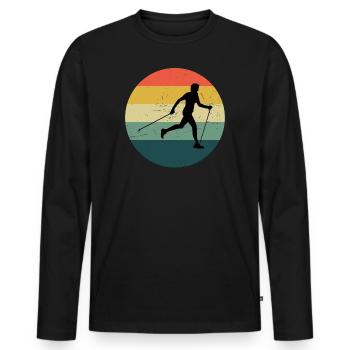 Damen Nordic Walking Nordic Walker Walken - Männer Premium Bio Langarmshirt - Schwarz - Vorne - Nico (187cm)