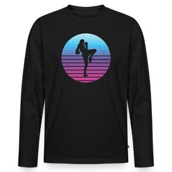 Thai Boxing Thai Boxing Women Thai Boxer Muay Thai - Men's Premium Organic Long Sleeve Shirt - black - Front - Nico (187cm)