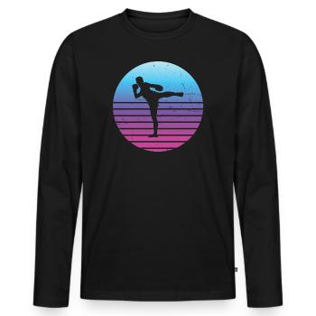 Hommes Femmes Muay Thai Boxe Thaï Thaï Thaï - T-shirt manches longues Premium bio Homme - noir - Devant - Nico (187cm)