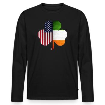 Irlandais et Américain - T-shirt manches longues Premium bio Homme - noir - Devant - Nico (187cm)
