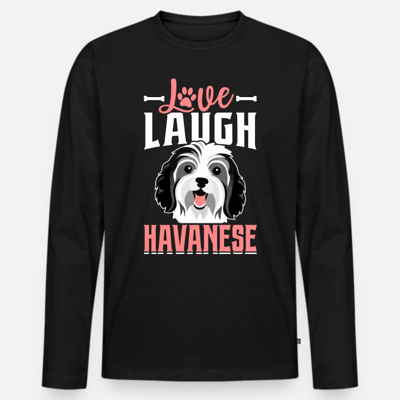 Love Laugh Havanese - Männer Premium Bio Langarmshirt - Schwarz