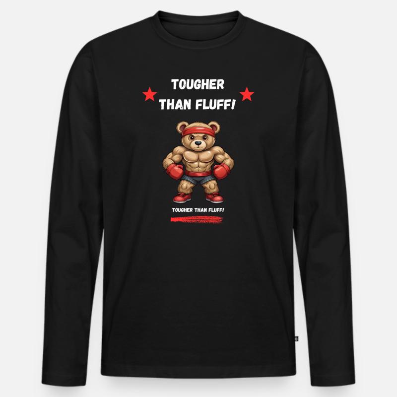 Cool Teddy Boxer - AI-Generated - Men's Premium Organic Long Sleeve Shirt - black