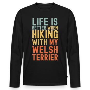 Welsh-Terrier Chien de randonnée rétro - T-shirt manches longues Premium bio Homme - noir - Devant - Nico (187cm)