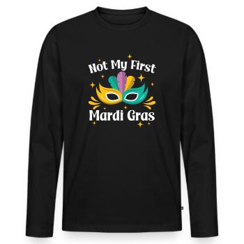Nicht mein erster Mardi Gras - Männer Premium Bio Langarmshirt - Schwarz - Vorne - Nico (187cm)