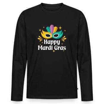 Frohen Mardi Gras - Männer Premium Bio Langarmshirt - Schwarz - Vorne - Nico (187cm)