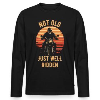 Motorcycle Vintage Pensioner Pensioner - Men's Premium Organic Long Sleeve Shirt - black - Front - Nico (187cm)