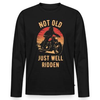 Motorcycle Vintage Pensioner Pensioner - Men's Premium Organic Long Sleeve Shirt - black - Front - Nico (187cm)