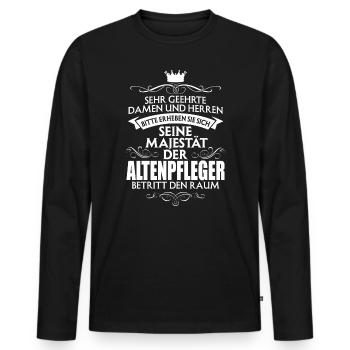 ALTENPFLEGER - Männer Premium Bio Langarmshirt - Schwarz - Vorne - Nico (187cm)