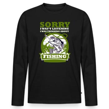 Angeln Angler Geschenk Angelrute Fisch lustig Fun - Männer Premium Bio Langarmshirt - Schwarz - Vorne - Nico (187cm)