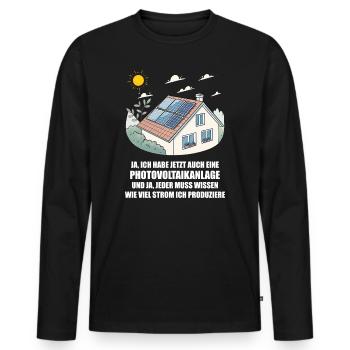 Photovoltaikanlage, Solarstrom, Sonnenenergie - Männer Premium Bio Langarmshirt - Schwarz - Vorne - Nico (187cm)