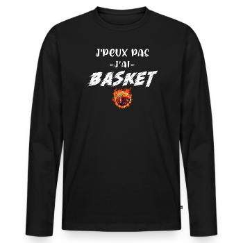 Je peux pas j'ai basket. - T-shirt manches longues Premium bio Homme - noir - Devant - Nico (187cm)