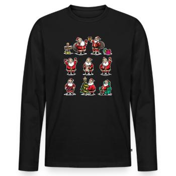Lustiges Weihnachtsmotiv mit Weihnachtsmännern - Männer Premium Bio Langarmshirt - Schwarz - Vorne - Nico (187cm)