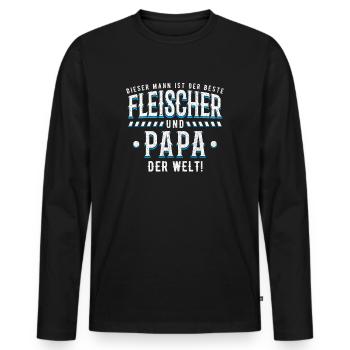 Fleischer Vater Papa Vatertag Geschenk Metzger Job - Männer Premium Bio Langarmshirt - Schwarz - Vorne - Nico (187cm)