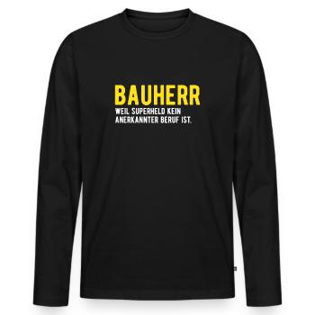 Bauherr - Männer Premium Bio Langarmshirt - Schwarz - Vorne - Nico (187cm)