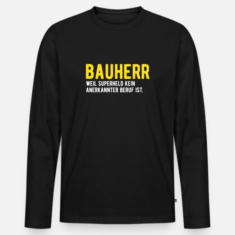 Bauherr - Männer Premium Bio Langarmshirt - Schwarz