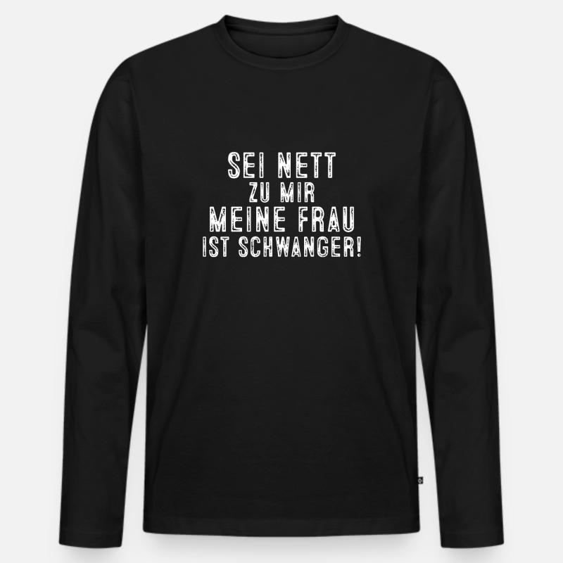 Schwanger - Männer Premium Bio Langarmshirt - Schwarz