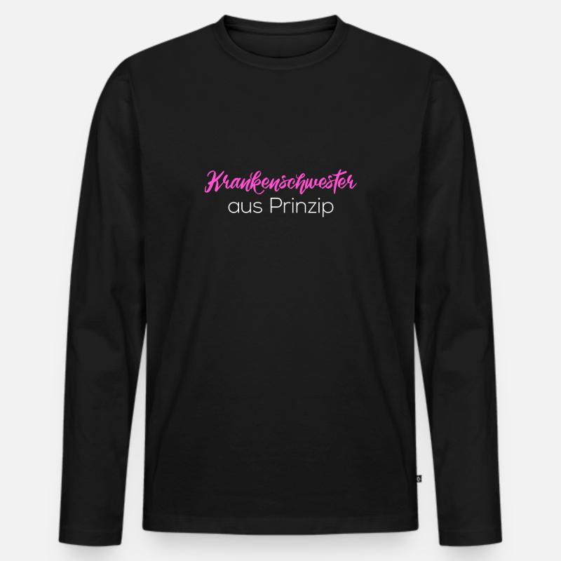 Krankenschwester Krankenhaus Spruch Geschenk - Männer Premium Bio Langarmshirt - Schwarz