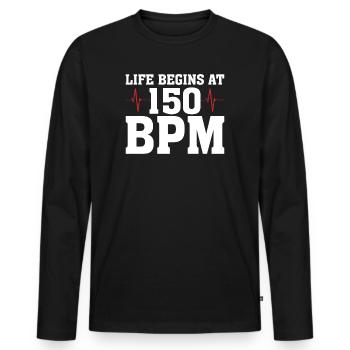 BPM Hardstyle Rave Techno Spruch Geschenk - Männer Premium Bio Langarmshirt - Schwarz - Vorne - Nico (187cm)