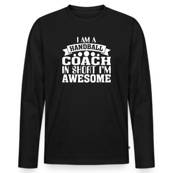 Handball Coach Coach - Men's Premium Organic Long Sleeve Shirt - black - Front - Nico (187cm)