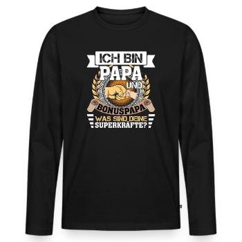 Stiefvater Bonuspapa Spruch Lustig - Männer Premium Bio Langarmshirt - Schwarz - Vorne - Nico (187cm)