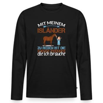 Islandpferd Isländer Island-Pferd Reiten Tölt - Männer Premium Bio Langarmshirt - Schwarz - Vorne - Nico (187cm)