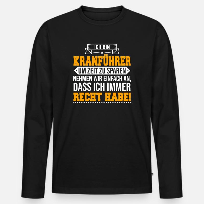Kranführer - Männer Premium Bio Langarmshirt - Schwarz