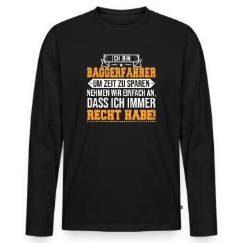 Baggerfahrer - Männer Premium Bio Langarmshirt - Schwarz - Vorne - Nico (187cm)