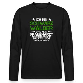 Schwarzwald Bollenhut Schwarzwälder Geschenk-Idee - Männer Premium Bio Langarmshirt - Schwarz - Vorne - Nico (187cm)